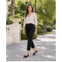 Sandale dama negre din piele naturala box cu lac si toc gros S33LN